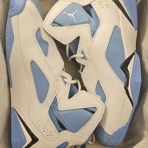 White and Blue Athletic Sneakers